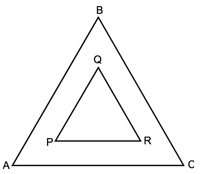 Triângulo equilátero ABC e, no seu interior, o triângulo PQR